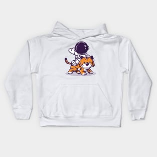 Astronaut With Cute Tiger Cartoon Kids Hoodie